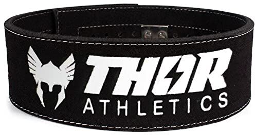 Thor Powerlift Belt- Cintura per sollevamento pesi,Cintura di sollevamento,Accessori per l'allenamento della forza,Powerlifting,Bodybuilding,Deadlift,Squat,Taglia (XL), Nero/Bianco