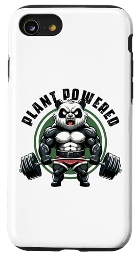 Plant Powered Vegan Workout Vegan Power Gym Bro Custodia per iPhone SE (2020) / 7 / 8 Palestra vegana alimentata da piante per sollevamento pesi palestra Panda Fitness