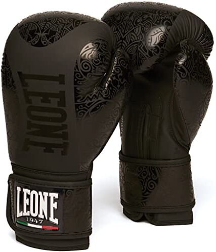 Leone , Guantoni Boxe Maori, Unisex – Adulto, Nero, 10 , GN070