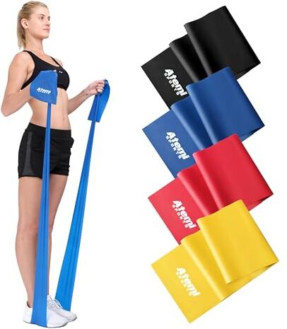 Atemi Sports Banda Elastica [Singola o Set di 4 Fasce]   1,2m/2m Elastici Fitness per Fisioterapia ed Esercizio   Bande di Resistenza   Bande Elastiche per Yoga e Pilates (2m, 2 Rossa (Media))