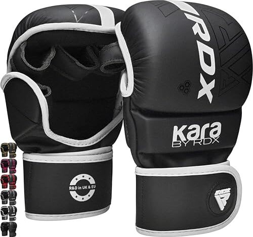 RDX Guanti MMA per Arti Marziali Grappling Allenamento, Maya Hide Cuoio KARA Sparring Guantoni per Kickboxing, Muay Thai, Combattimento in Gabbia, Sacchi Pugilato, Sacco da Boxe