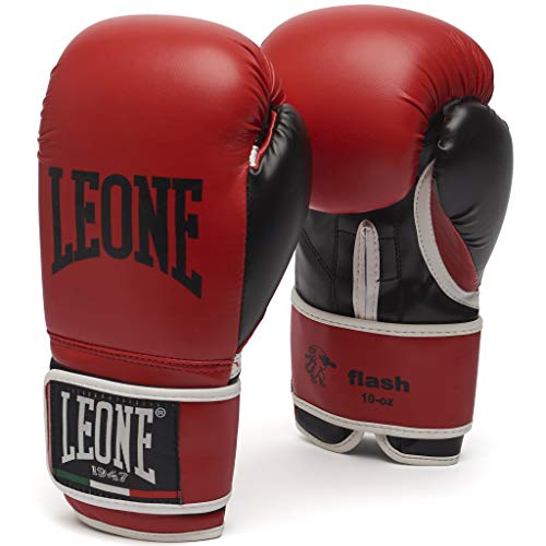 Leone , Flash Guantoni da Boxe, Unisex – Adulto, Rosso, 10 OZ,