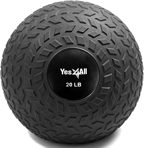 Yes4All Palle da slam 9 kg, nere, palla medica riempita di sabbia senza rimbalzo, adatte per l'allenamento e la forza