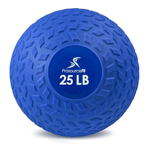 ProsourceFit Slam Medicine Balls 25 lbs Tread Textured Grip Dead Weight Balls for Cross Training, Strength and Conditioning Exercises, Cardio and Core Workouts, Blue