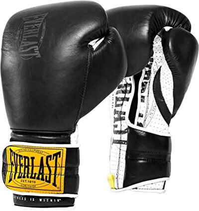 Everlast unisex Guantoni da boxe per adulti 1910 Guantoni da allenamento, nero, 12 oz.