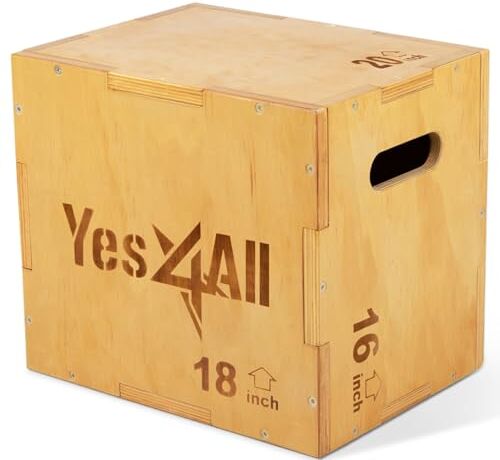 Yes4All Plyo Box in Legno/Plyo Box in Legno per Esercizi, Allenamento Crossfit, MMA, agilità pliometrica – 3 in 1 Plyo Box/Plyo Jump Box (20/18/16)