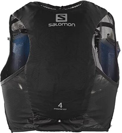 Salomon Adv Hydra Vest 4 Gilet da Running con Flask Inclusi Unisex, Comfort e stabilità, Idratazione ad accesso rapido, Semplicità, Nero, S