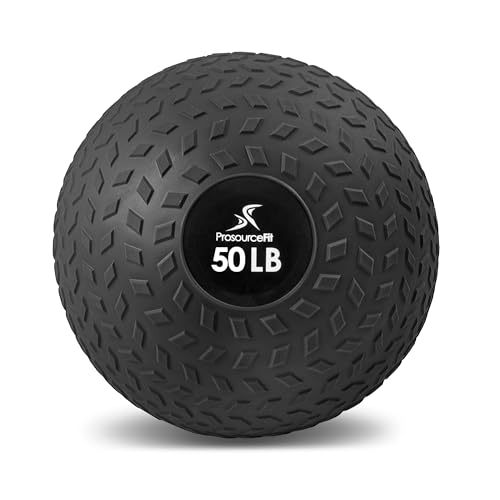 ProsourceFit Slam Medicine Balls 50 lbs Tread Textured Grip Dead Weight Balls for Cross Training, Strength and Conditioning Exercises, Cardio and Core Workouts, Black