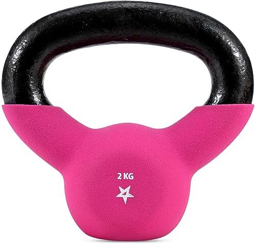 Yes4All N6SX Kettlebell rivestiti in neoprene, Kettlebells per allenamento della forza 2KG Rosa