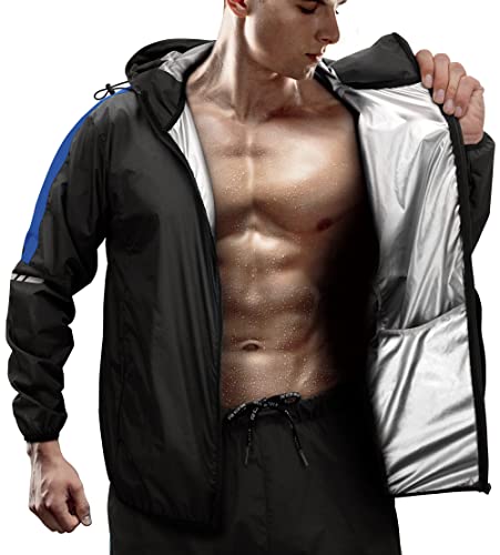 RDX Tuta Sauna Dimagrante Uomo Donna, REACH OEKO TEX 100 CERTIFICATO, Anti Rip Sudore Dimagranti Tute Cappuccio, Tuta Per Sudare Tuta Termica Sports Boxe MMA Palestra Allenamento Top Pantaloni Set