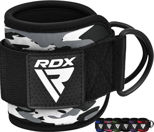 RDX Cavigliere Cavi Palestra, Neoprene Cinghie per Caviglia 30CM Imbottite Polsini per Trazioni Esercizi Delle Gambe Workout con Doppio D Anello Attaccamento, Fitness Regolabile Ankle Strap Uomo Donna