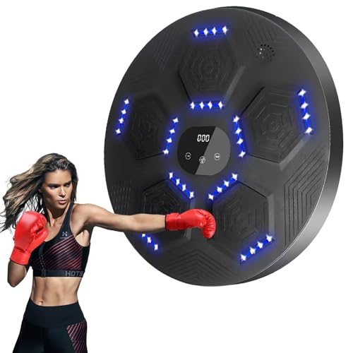 ONMDQS Macchina da boxe musicale, da parete, con luce LED, elettronica, con 5 luci e musica Bluetooth, per adulti, esercizi a casa (A)