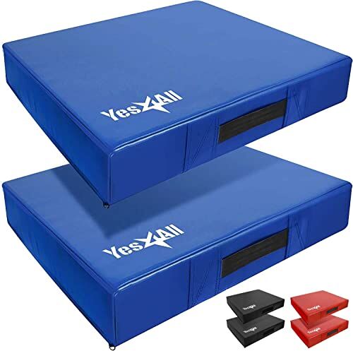 Yes4All Silenziatore per Sollevamento Pesi Crash Pads Set di Protezione per Isolamento Acustico con Copertura in PVC Multicolore per Powerlifting, C Blue 76 cm x 61 cm x 15 cm