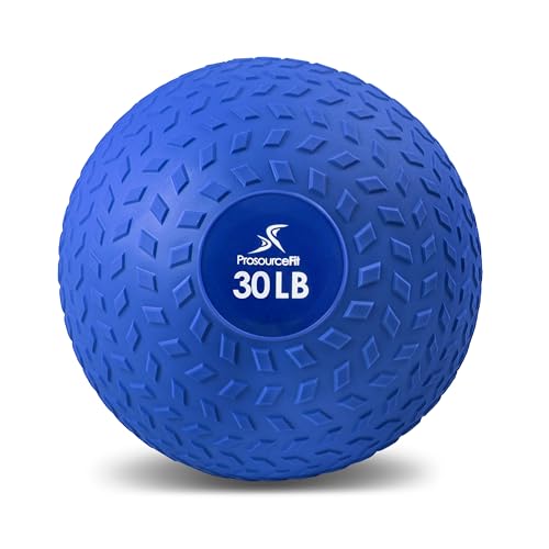 ProsourceFit Slam Medicine Balls 30 lbs Tread Textured Grip Dead Weight Balls for Cross Training, Strength and Conditioning Exercises, Cardio and Core Workouts, Blue