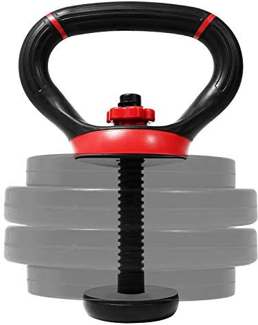 Yes4All Impugnatura regolabile per kettlebell, convertitore di piastre per pesi, rosso