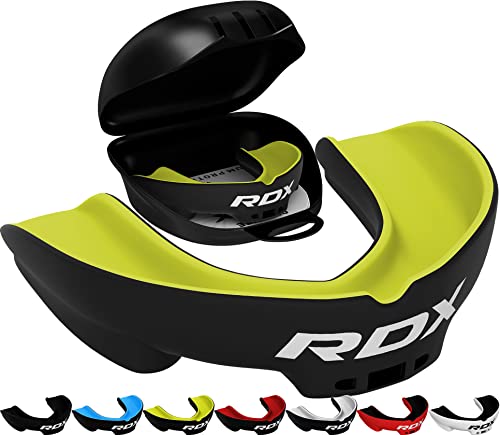 RDX Paradenti Boxe, Paradent per Gli Sport da Unisex Combattimento, Rugby, Football Americano, Kick Boxing, Muay Thai, Karate e MMA, Ideale facilmente adattabile con custodia, Junior sotto i 12 anni