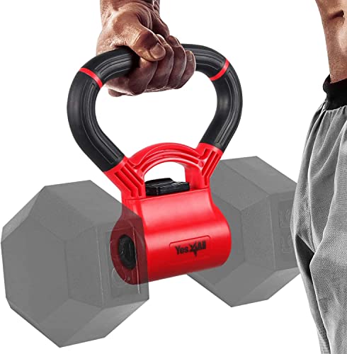 Yes4All D8FC Impugnatura per Kettlebell, nera e rossa, per trasformare i manubri in Kettlebell