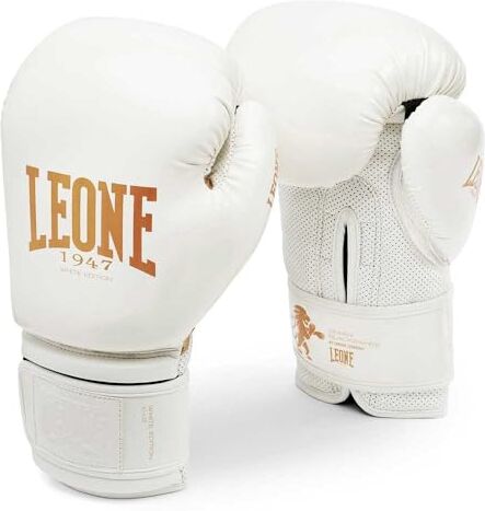 Leone , Guantoni Boxe White Edition, Unisex – Adulto, Bianco, 12OZ,