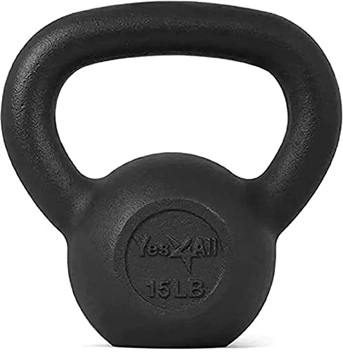 Yes4All K1VV Kettlebell in ghisa solida, 6,8 kg, nero