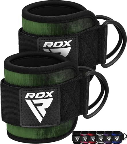 RDX Cavigliere Cavi Palestra, 7MM Neoprene Cinghie per Caviglia Imbottite Polsini Trazioni Esercizi Delle Gambe Workout con Doppio D Anello Attaccament, Fitness Regolabile Strap Uomo Donna