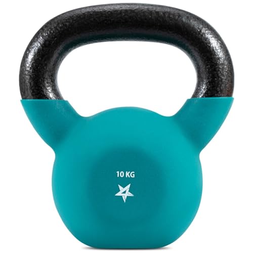 Yes4All L329 Kettlebell rivestite in neoprene, Kettlebell per allenamento della forza 10KG verde acqua