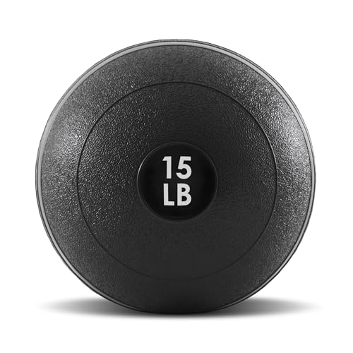 ProsourceFit Slam Medicine Balls 15 lbs Smooth Textured Grip Dead Weight Balls for Cross Training, Strength and Conditioning Exercises, Cardio and Core Workouts, Black