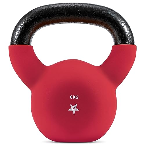 Yes4All E5UA Kettlebell rivestite in neoprene, Kettlebell per allenamento della forza 8KG Rosso