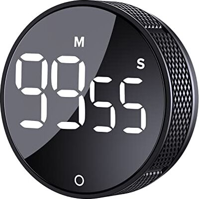 AVINIA Timer da cucina grande LED magnetico con conto alla rovescia, timer visivo, facile per bambini, anziani, insegnanti e per la classe, per cucinare in palestra, per imparare a suonare il fitness Nero