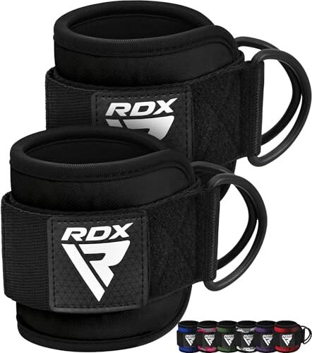 RDX Cavigliere Cavi Palestra, 7MM Neoprene Cinghie per Caviglia Imbottite Polsini Trazioni Esercizi delle Gambe Workout con Doppio D Anello Attaccament, Fitness Regolabile Strap Uomo Donna