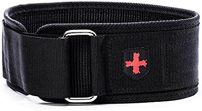 Harbinger , 4 inch Nylon Belt Uomo, Black, Small