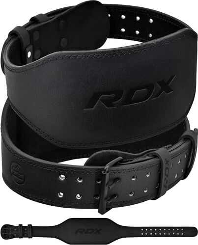 RDX Cintura per Sollevamento Pesi Palestra Fitness, Pelle Bovina, Supporto Lombare Imbottito da 4" e 6", 10 Fori Regolabili, Powerlifting Bodybuilding Deadlifts Squat Esercizio Allenamento