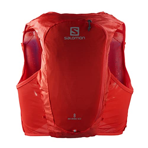 Salomon Adv Hydra Vest 8 Gilet da Running con Flask Inclusi Unisex, Comfort e stabilità, Idratazione ad accesso rapido, Semplicità, Fiery Red, L