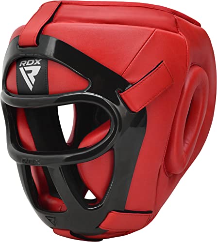 RDX Caschetto Boxe Griglia MMA Allenamento, Maya Hide Pelle Headgear, Professionale Pugilato Protezione Casco per Kick Boxing Sparring Muay Thai Arti Marziali Grappling Taekwondo Karate