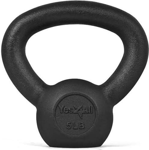 Yes4All Peso del kettlebell solido in ghisa, 2,2 kg, nero