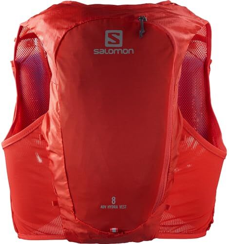 Salomon Adv Hydra Vest 8 Gilet da Running con Flask Inclusi Unisex, Comfort e stabilità, Idratazione ad accesso rapido, Semplicità, Fiery Red, M