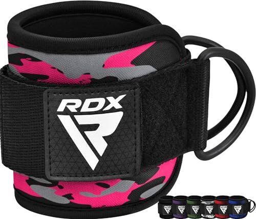 RDX Cavigliere Cavi Palestra, Neoprene Cinghie per Caviglia 30CM Imbottite Polsini per Trazioni Esercizi Delle Gambe Workout con Doppio D Anello Attaccamento, Fitness Regolabile Ankle Strap Uomo Donna