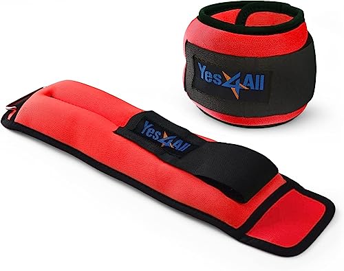 Yes4All Peso Caviglia in neoprene, 4,5 KG Coppia = 2 * 2,25 KG, Rosso