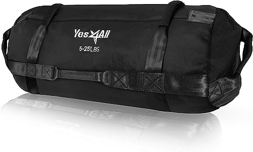 Yes4All Sacco ponderato Regolabile con Maniglie da 2-90 kg per allenamenti di Corsa, Core Bag Sandbag per Molti allenamenti Funzionali, Fitness, Crossfit, condizionamento