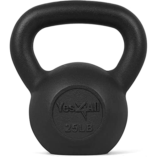 Yes4All KFKQ Peso del kettlebell solido in ghisa, 11,3 kg, nero