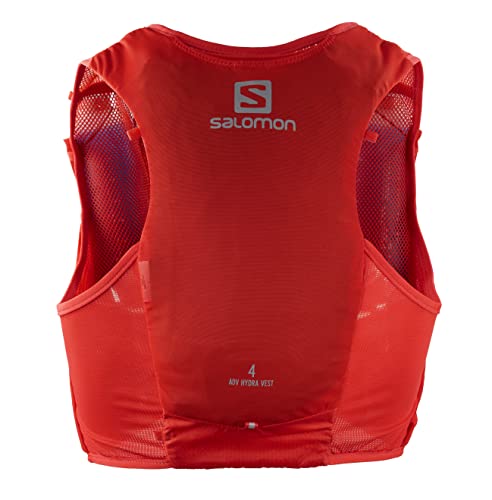 Salomon Adv Hydra Vest 4 Gilet da Running con Flask Inclusi Unisex, Comfort e stabilità, Idratazione ad accesso rapido, Semplicità, Fiery Red, S