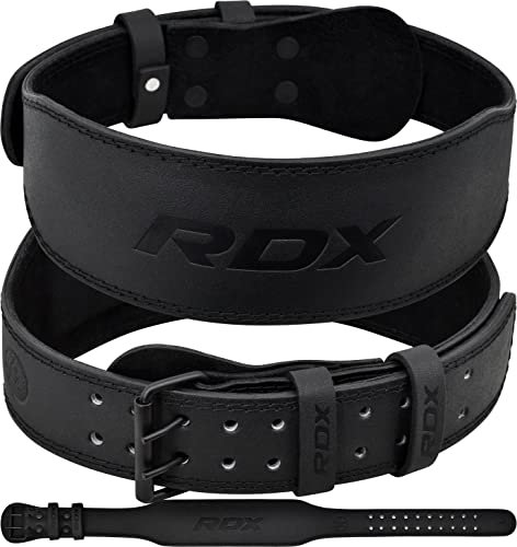 RDX Cintura per Sollevamento Pesi Palestra Fitness, Pelle Bovina, Supporto Lombare Imbottito da 4" e 6", 10 Fori Regolabili, Powerlifting Bodybuilding Deadlifts Squat Esercizio Allenamento