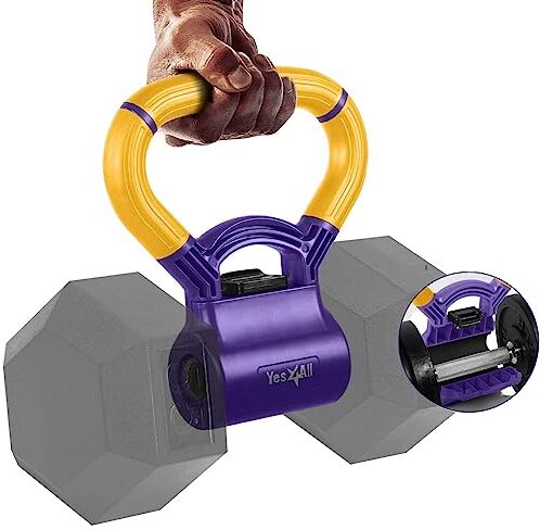 Yes4All Impugnatura per kettlebell, giallo e viola, per trasformare i manubri in kettlebell