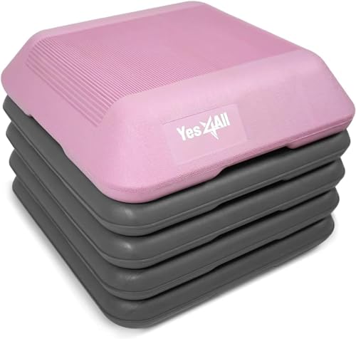 Yes4All Piattaforma Aerobica Regolabile 40,6 x 40,6 cm con 4 rialzi (Rosa-Grigio)