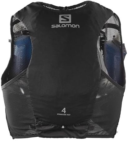 Salomon Adv Hydra Vest 4 Gilet da Running con Flask Inclusi Unisex, Comfort e stabilità, Idratazione ad accesso rapido, Semplicità, Nero, L