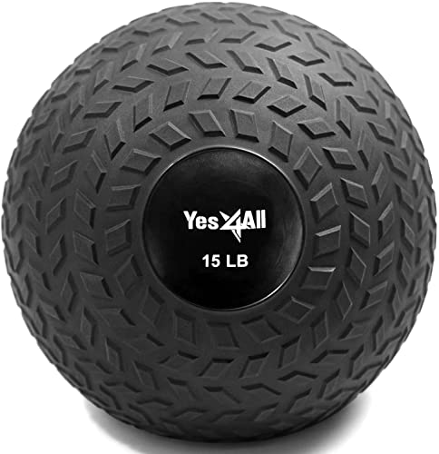 Yes4All Palle da Slam 6,8 kg, nere, palla medica riempita di sabbia senza rimbalzo, adatte per l'allenamento e il potenziamento