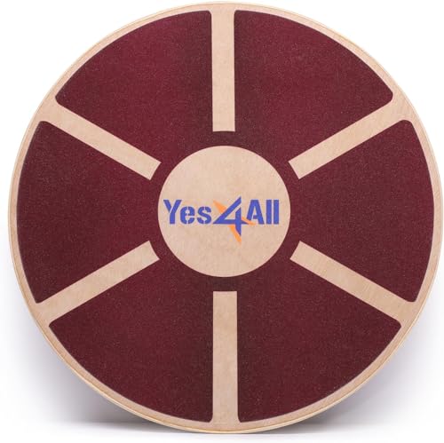 Yes4All B62R Tavola d'equilibrio oscillante in Legno -Tavola oscillante per Terapia Fisica Allenamento di Base, Trainer per la stabilità dell'equilibrio