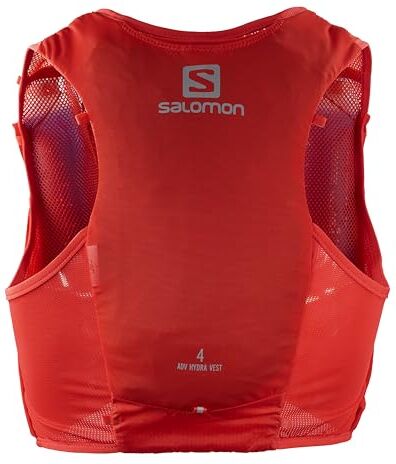 Salomon Adv Hydra Vest 4 Gilet da Running con Flask Inclusi Unisex, Comfort e stabilità, Idratazione ad accesso rapido, Semplicità, Fiery Red, XS