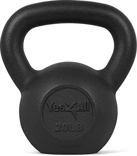 Yes4All K5TH Peso Kettlebell solido in ghisa, 9 kg, nero