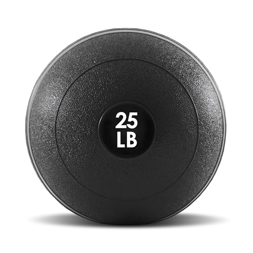 ProsourceFit Slam Medicine Balls 25 lbs Smooth Textured Grip Dead Weight Balls for Cross Training, Strength and Conditioning Exercises, Cardio and Core Workouts, Black