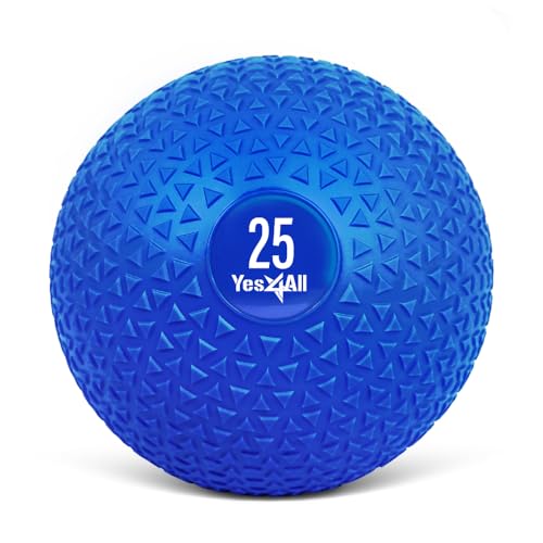 Yes4All Slam Balls 11,3 kg, blu, palla medica riempita di sabbia senza rimbalzo, adatta per l'allenamento e la forza